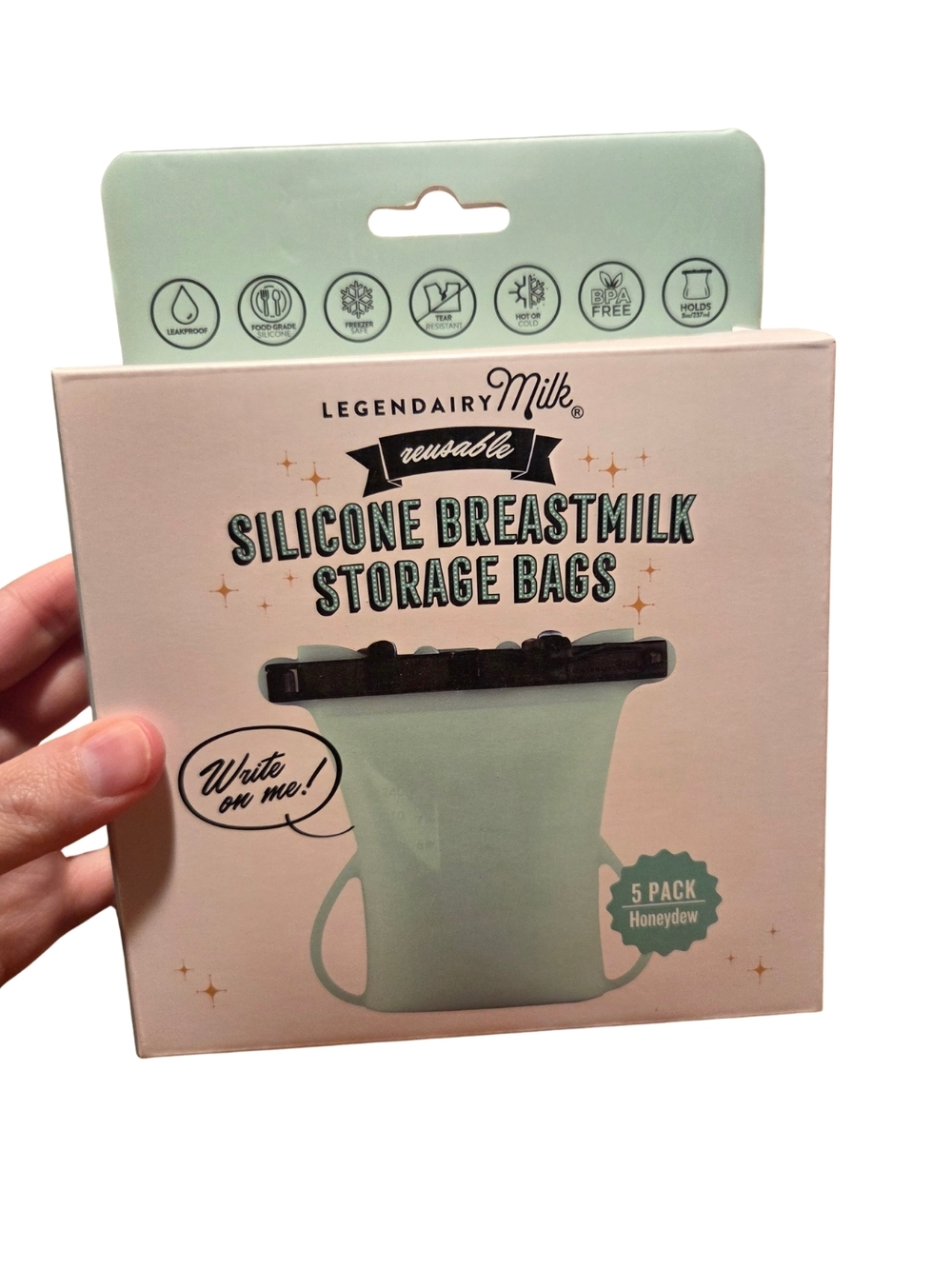 Honeydew Silicone Breastmilk Storage Bags - Reusable 5-Pack